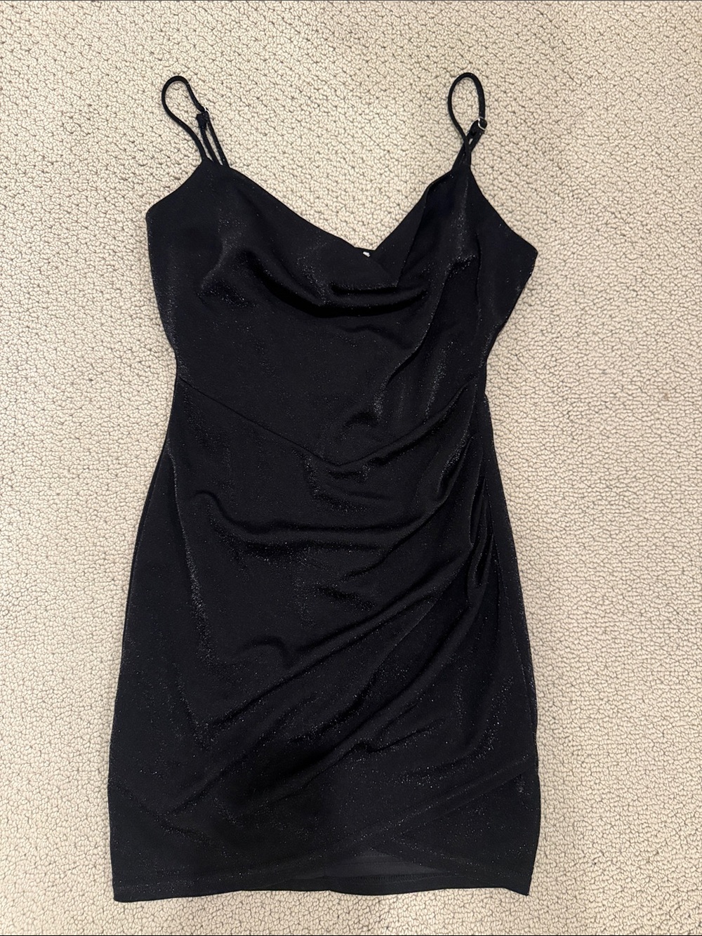 privy Black Sparkle Cowl Slip Mini Dress